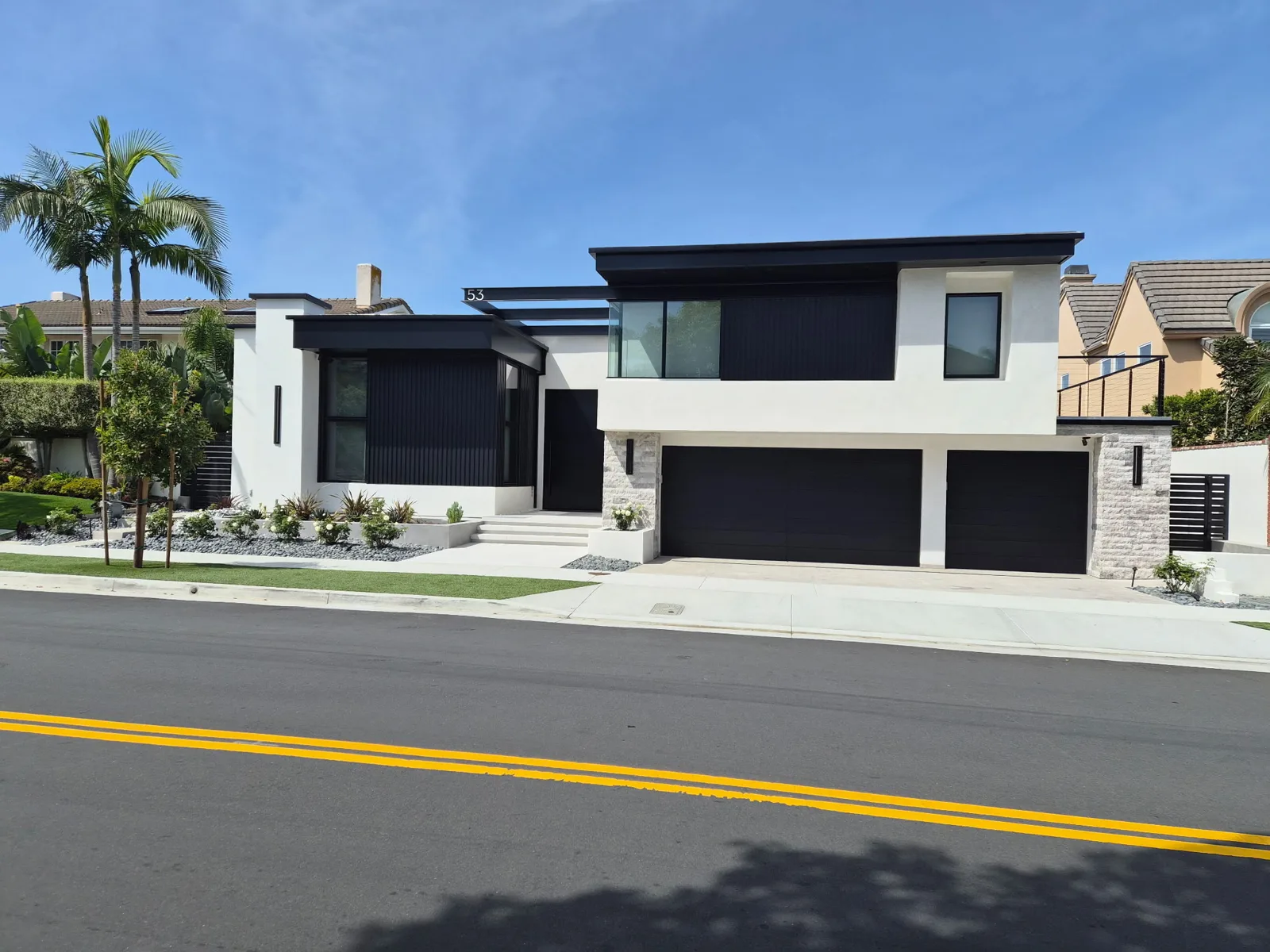 Modern black and white custom exterior in Orange County